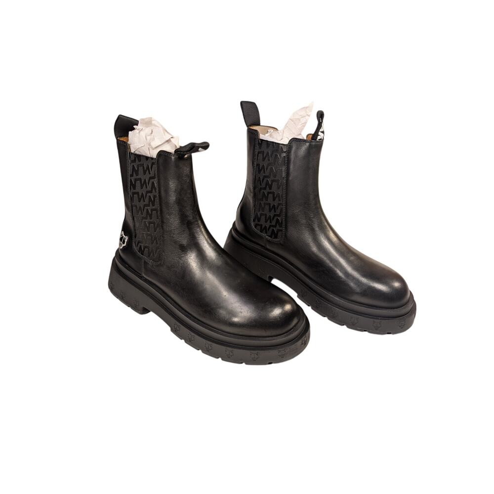 NAKED WOLFE  caution logo-embossed leather chelsea boots - Men's Size 12 / 46